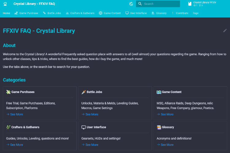 project The Crystal Library <br /> FFXIV FAQ header image